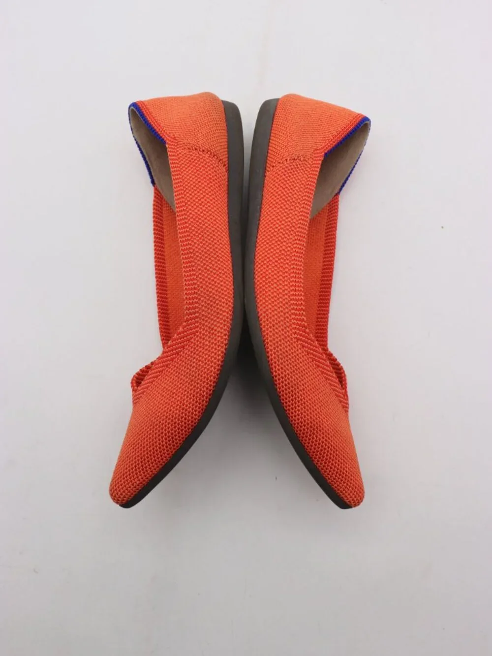Rothy’s The Point Flats Women's Size 6 Orange Knit Loafer Slip On Ballet Shoes